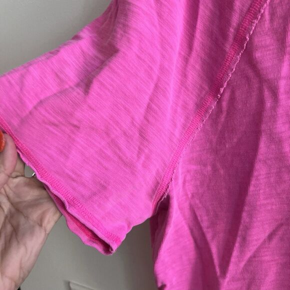Pink VS Neon Crop Top Cotton Gym Oversized Raw Hem Athleisure XL Womens - Picture 3 of 7